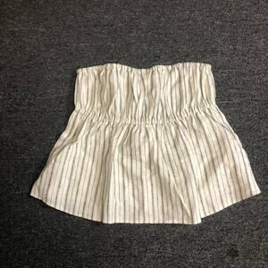 New Reformation Top Womens 12 Elsie Striped Inez Ticking Strapless Linen Short